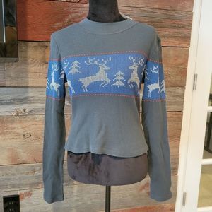 Daydreamer for Free People Long Sleeve Crop Holiday Shirt Large